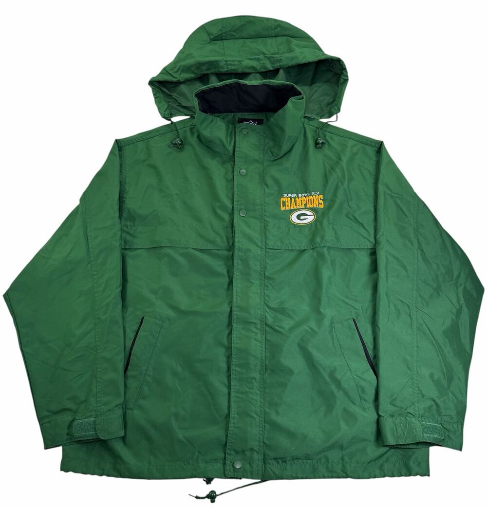 Green Bay Packers Super Bowl XLV Windbreaker Men's XL NFL Football Green Jacket
